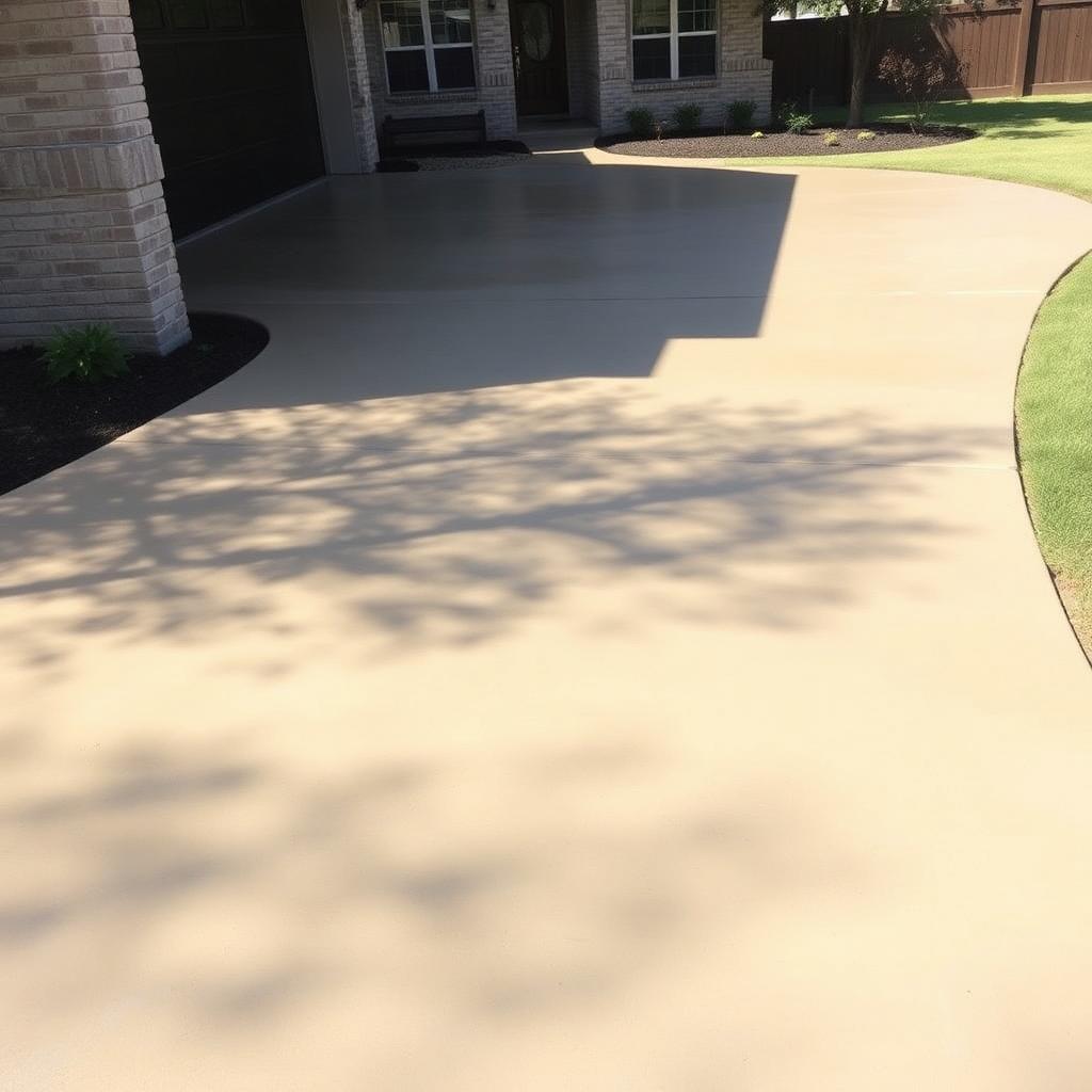 Freshly poured residential concrete driveway